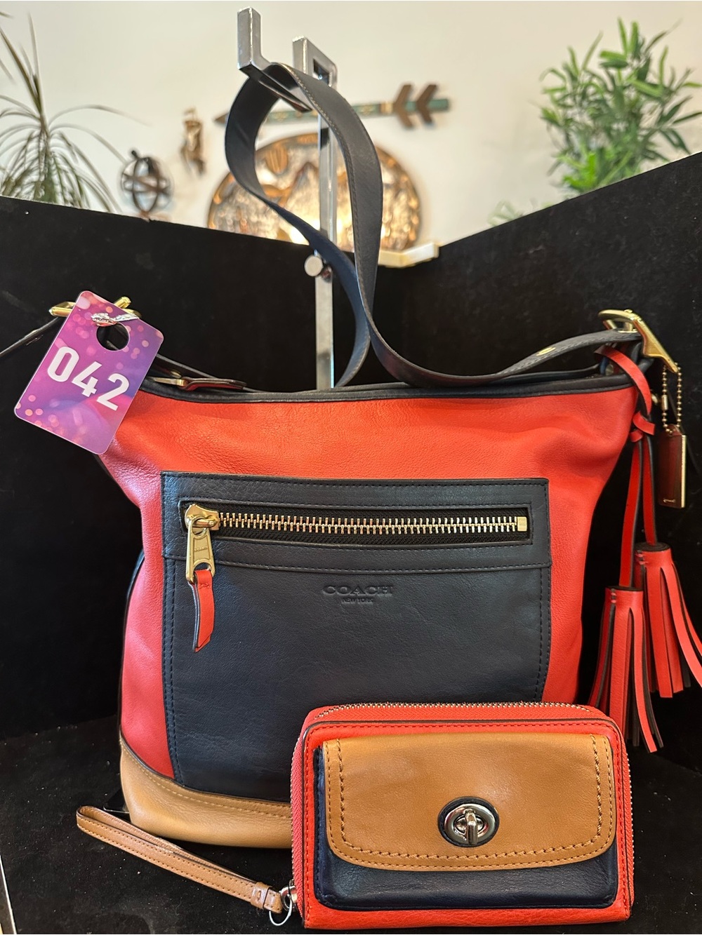 Coach #042 Legacy Colorblock Large Duffel With matching Turnlock wallet